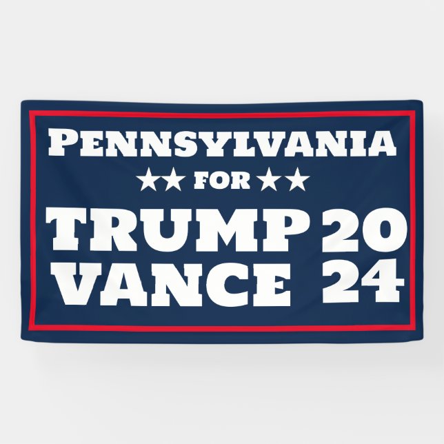 Lona Banner de Pennsylvania para Trump Vance 2024 (Horizontal)