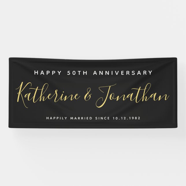 Lona Banner de Personalizado de oro del quinto aniversa (Horizontal)