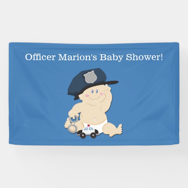 Lona Banner de Personalizado de policía para bebés (Horizontal)