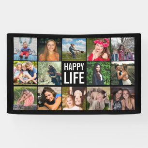 Lona Banner de Personalizado negro de Happy Life Collag