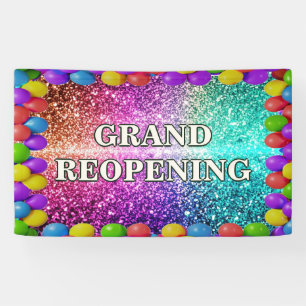 Lona Banner de reapertura de Colorous Balloons Grand pa