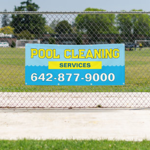 Lona Banner de Servicios de Limpieza de Piscinas