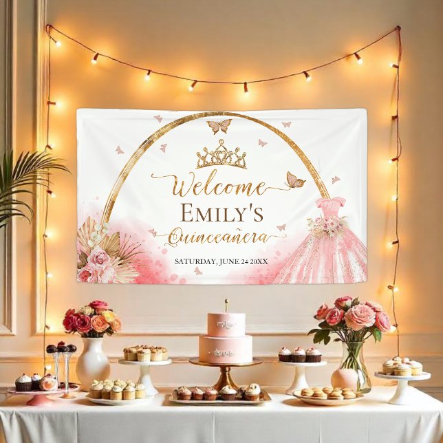 Lona Banner de signo de bienvenida Quinceanera | Boho P (Subido por el creador)