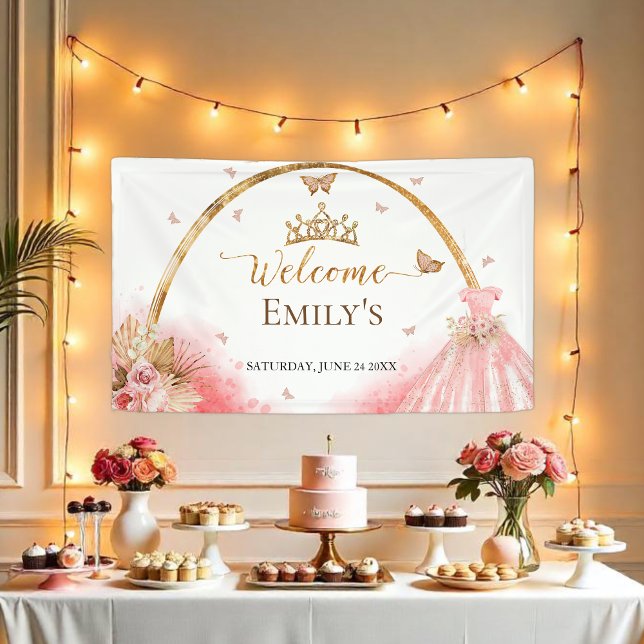 Lona Banner de signo de bienvenida Quinceanera | Boho P (Subido por el creador)