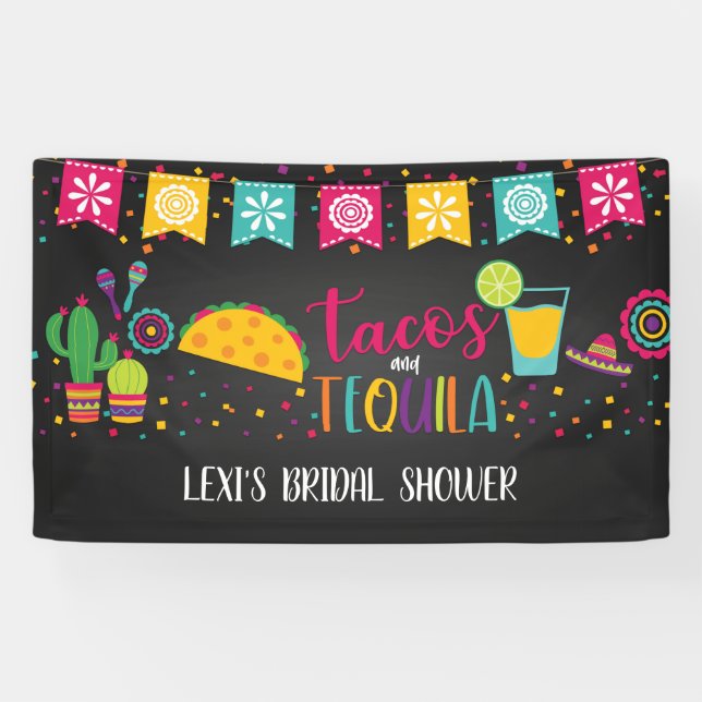 Lona Banner de Tacos y Tequila - Negro (Horizontal)