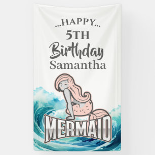Lona Banner de tema rosa del FIESTA MERMAID