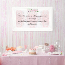 Banner de texto de felicitaciones floral rosa