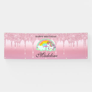Lona Banner de Unicorn, Purpurina de goteo rosa