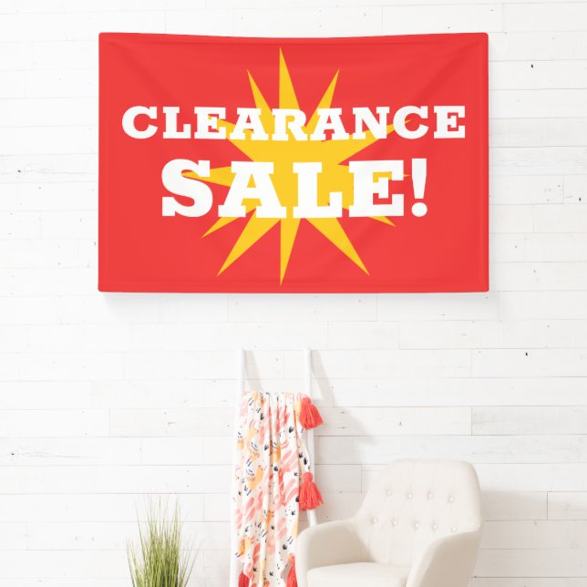 Lona Banner de venta de compensación de Starburst rojo (in situ)