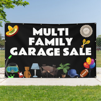 Lona Banner de venta de garaje multifamiliar