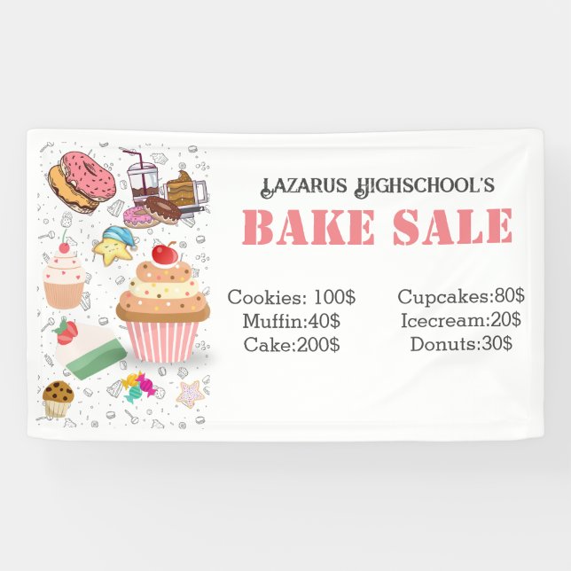 Lona Banner de venta de pasteles (Horizontal)