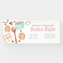 Banner de venta de pasteles de escuela de galletas