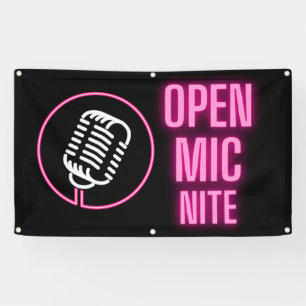 Lona Banner de vinilo al aire libre Neon Pink Open Mic
