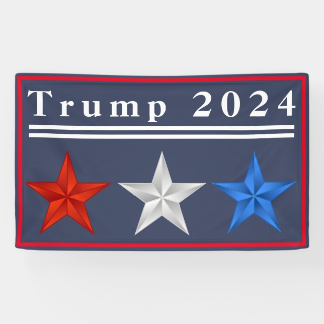 Lona Banner de vinilo rojo, blanco y azul de Trump 2024 (Horizontal)