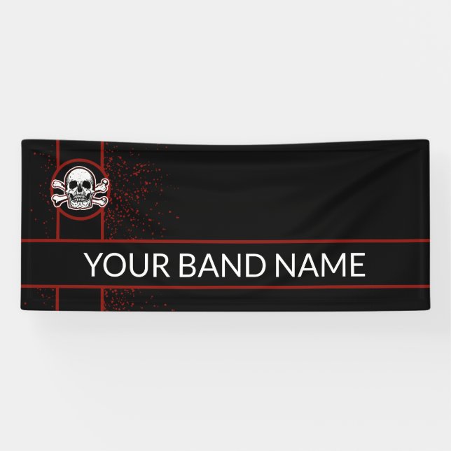 Lona Banner de Vinyl de Música de Rock Skull personaliz (Horizontal)