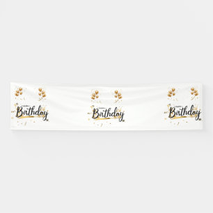 Lona Banner de Vinyl Happy Birthday Gold 2.5x10