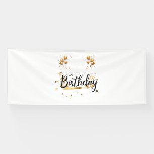 Lona Banner de Vinyl Happy Birthday Gold 4x10
