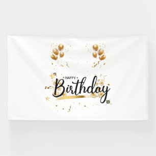 Lona Banner de Vinyl Happy Birthday Gold 6x10