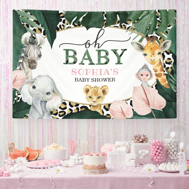 Lona Banner de Wild Safari Oh Baby Shower (Fiesta)