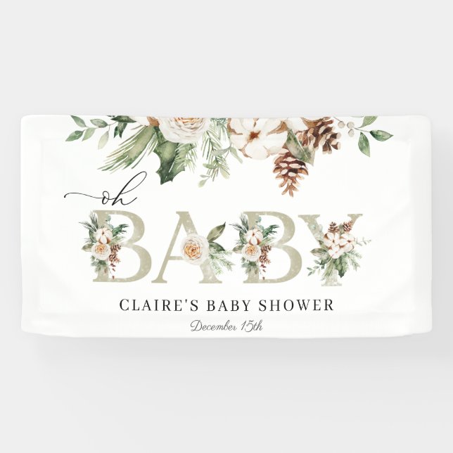 Lona Banner de Winter Oh Baby Shower (Horizontal)