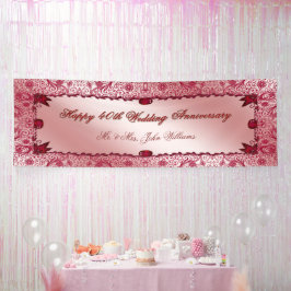 Lona Banner del 40° aniversario de Ruby Happy Boda