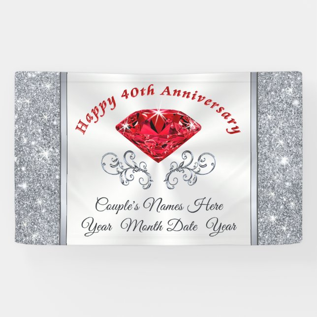 Lona Banner del 40° aniversario de Ruby Personalizado (Horizontal)