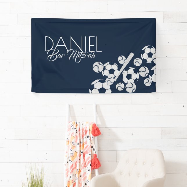 Lona Banner del Bar Mitzvah de fútbol de béisbol (In situ)