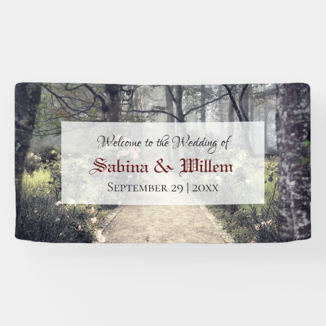 Lona Banner del Boda de bienvenida de Eerie Garden Path (Horizontal)