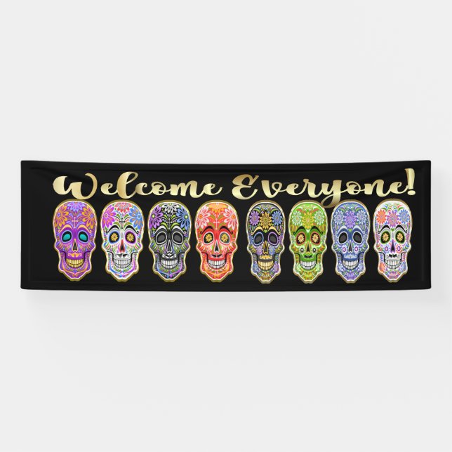 Lona Banner del Día de Muertos - Calaveras de azúcar (Horizontal)