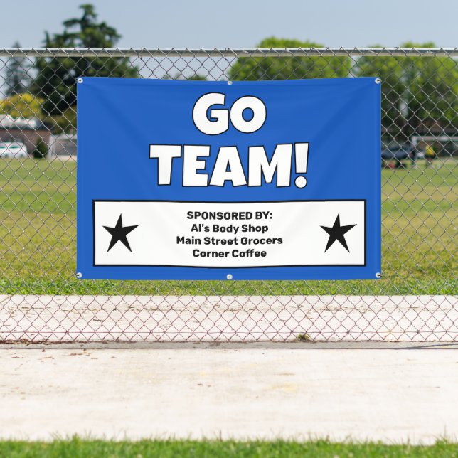 Lona Banner del equipo azul personalizado (in situ)