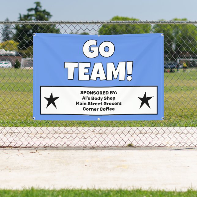 Lona Banner del equipo azul personalizado (in situ)