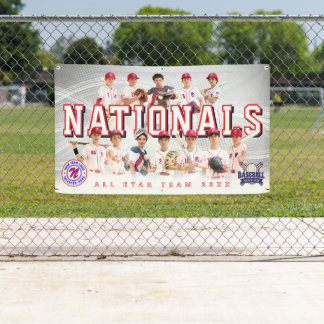 Lona Banner del equipo de béisbol gris - Personalizado