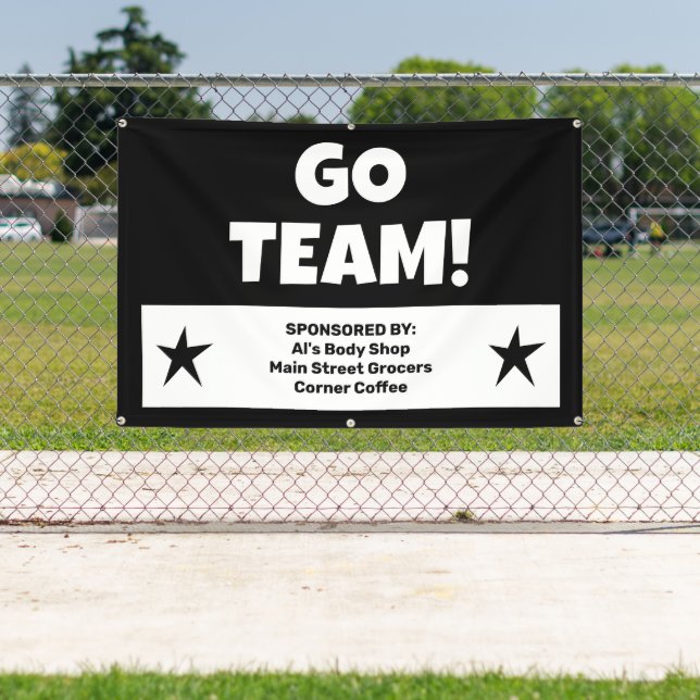 Lona Banner del equipo negro personalizado (in situ)