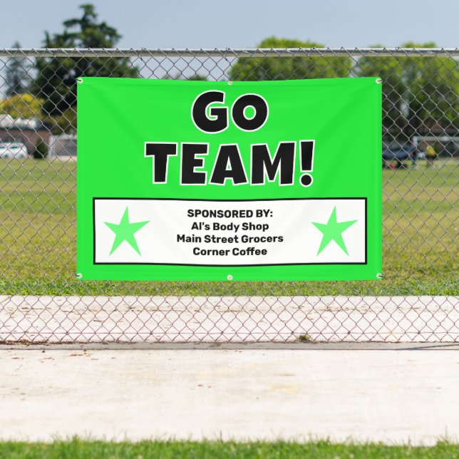 Lona Banner del equipo verde personalizado (in situ)