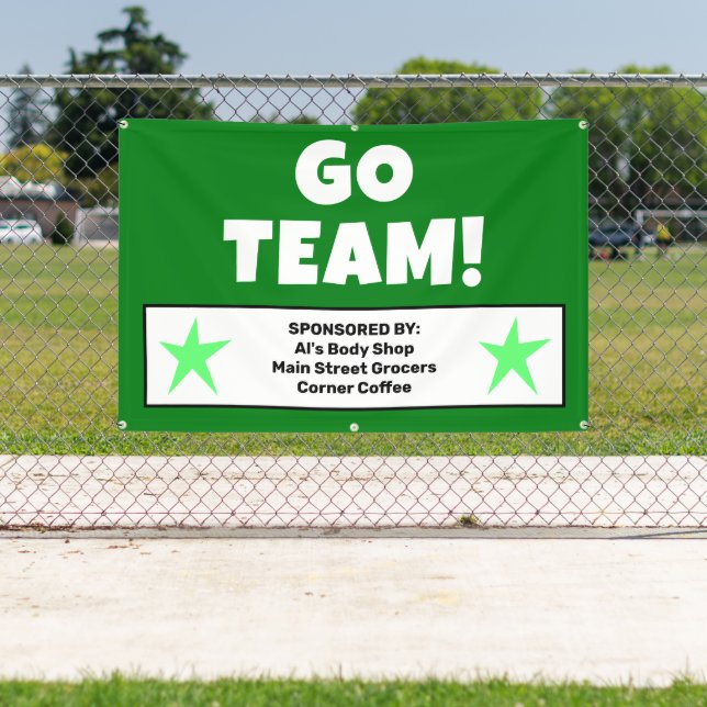Lona Banner del equipo verde personalizado (in situ)