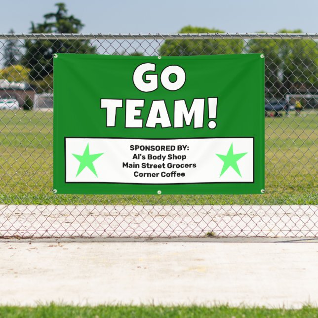 Lona Banner del equipo verde personalizado (in situ)