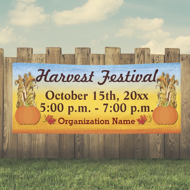 Lona Banner del Festival Fall Harvest (Pumpkin Fall Harvest Festival Event Banner. For community and church. )