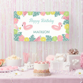 Lona Banner del fiesta del grupo de Chicas retro