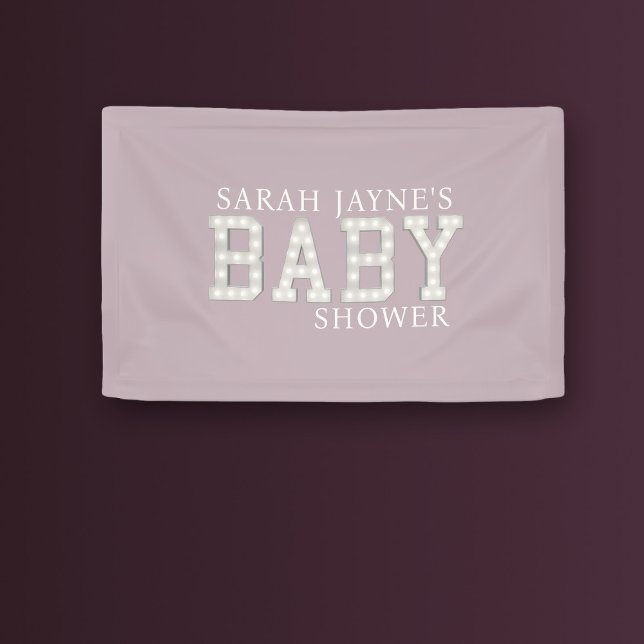 Lona Banner del Fiesta del Personalizado rosa chica Bab (A simple dusty pink baby shower banner with space for your name)