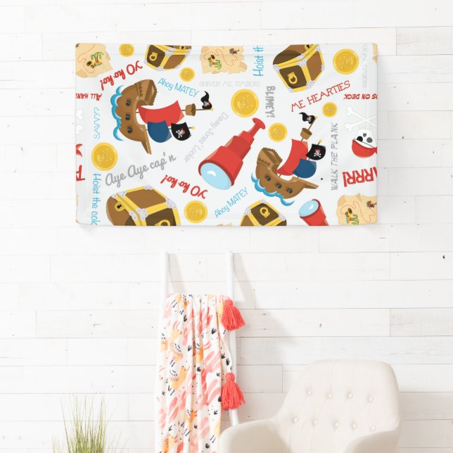 Lona Banner del Fiesta Pirata de Treasure Island (In situ)