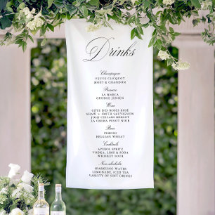 Lona Banner del menú de la barra de bebidas de Boda bla