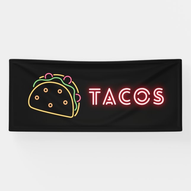 Lona Banner del símbolo de Neon Tacos (Horizontal)