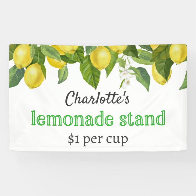 Lona Banner del stand de personalizado Kids Lemonade (Horizontal)