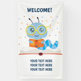 Lona Banner del tema del gusano de biblioteca azul