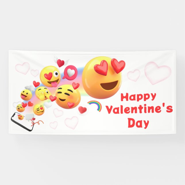 Lona Banner Día de San Valentín de emoji (Horizontal)