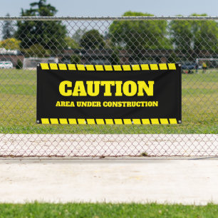 Lona Banner editable bajo construcción