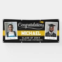 Lona Banner editable de graduación entonces y ahora con