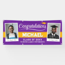 Lona Banner editable de graduación entonces y ahora con