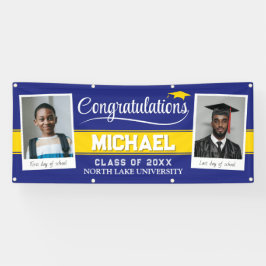 Lona Banner editable de graduación entonces y ahora con