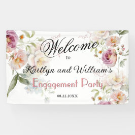 Lona BANNER Elegant Floral Engagement Party Welcome